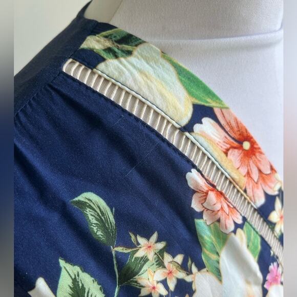 ANTHROPOLOGIE FARM RIO DE JANEIRO MIDNIGHT FLOWER WRAP DRESS SMALL - Picture 8 of 12